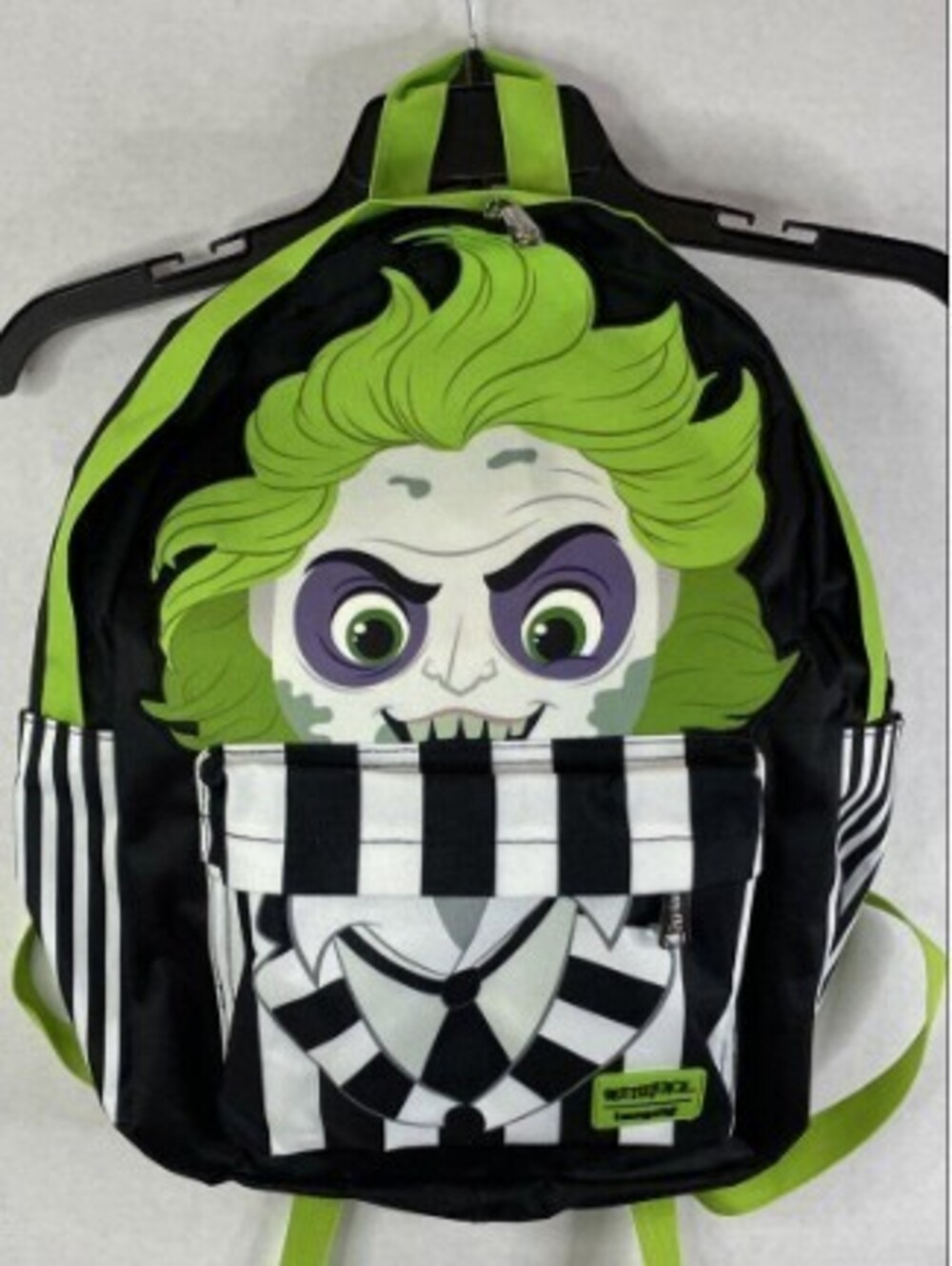 Beetlejuice Bioworld Backpack Green Black Striped Character Bag HTF